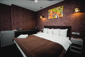 Фото номера Двухместный номер Делюкс с 1 кроватью Отель Maqan Hotel Almaty г. Алматы 10